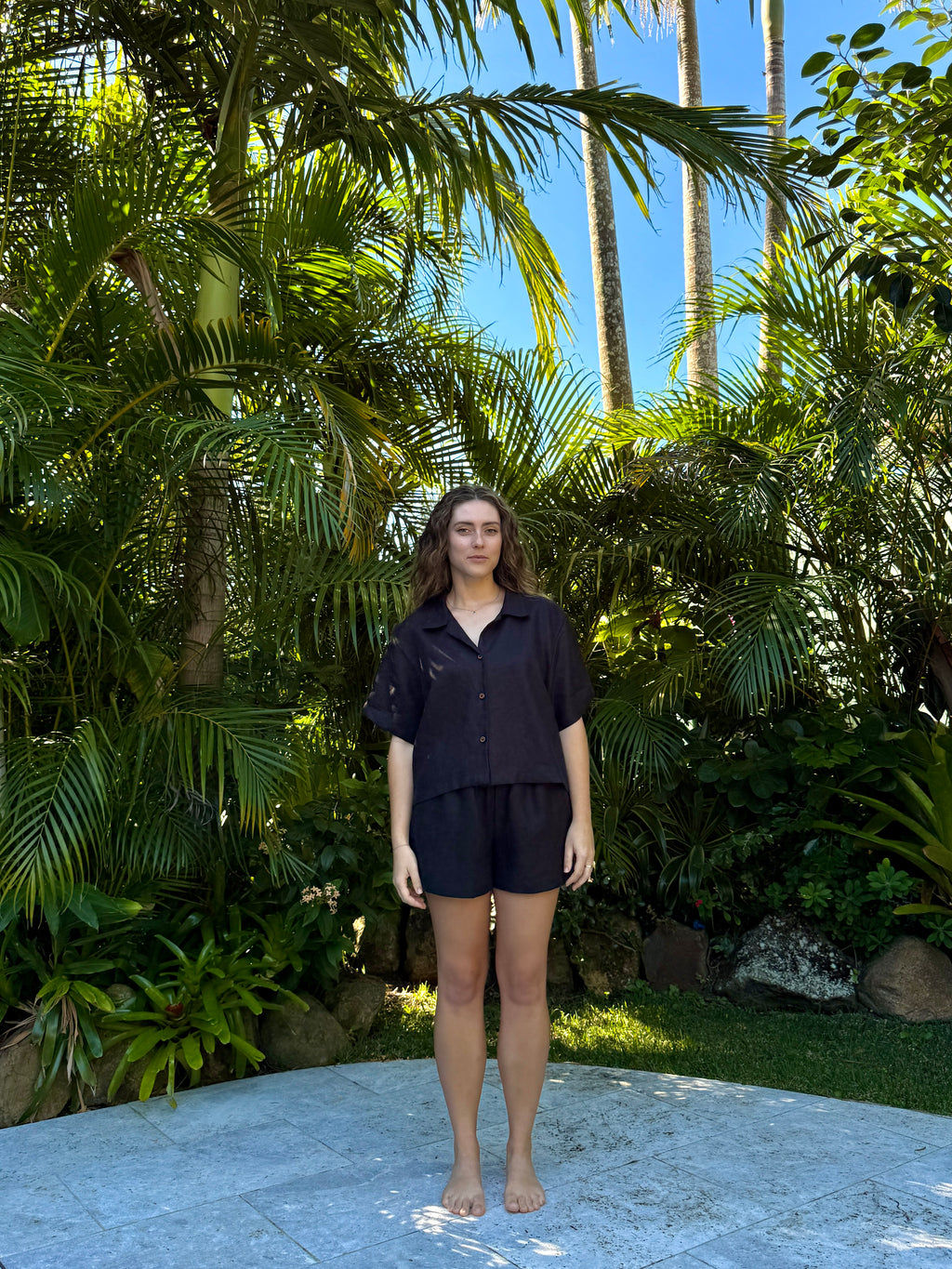 Boxy Button-up Shirt | Ebony