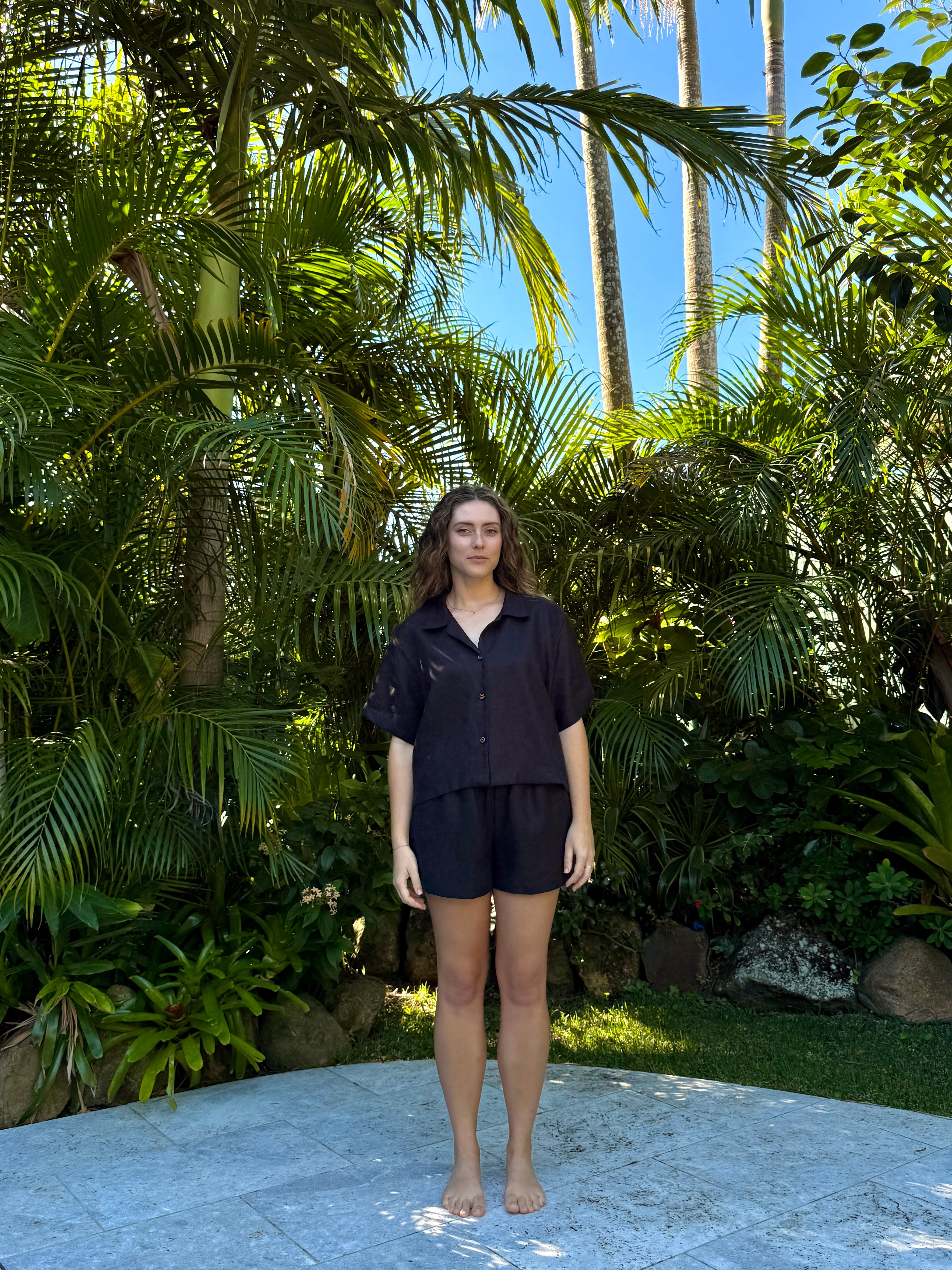 Boxy Button-up Shirt | Ebony